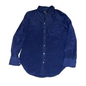 Madewell Button Front Navy Blue Blouse